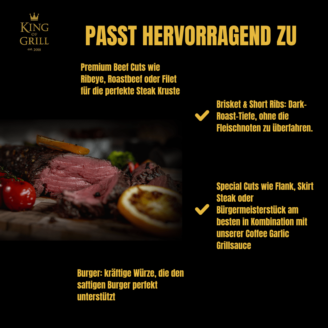 Coffee Garlic BBQ Rub – Dark Roast für Steaks | BBQ Saucen & Grillgewürze von Arne Schunck - King of Grill